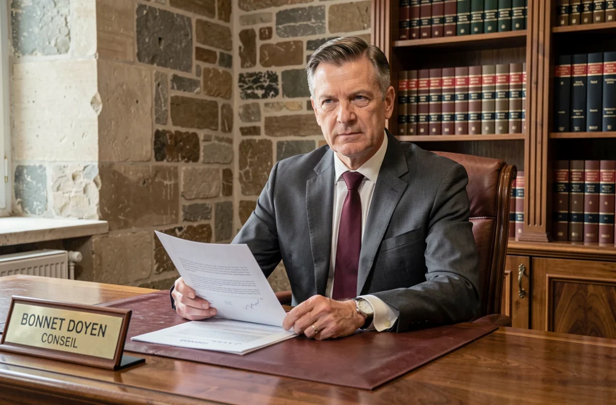 Un conseiller de Bonnet Doyen Conseil en Moselle travaille sur des dossiers de gestion patrimoniale dans un bureau classique