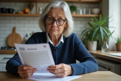 Femme consultant son relevé de livret A à la maison, reflétant l'épargne et la gestion financière personnelle en 2026