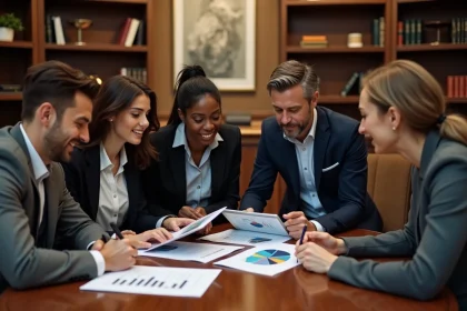 Groupe de quatre adultes en réunion d'affaires