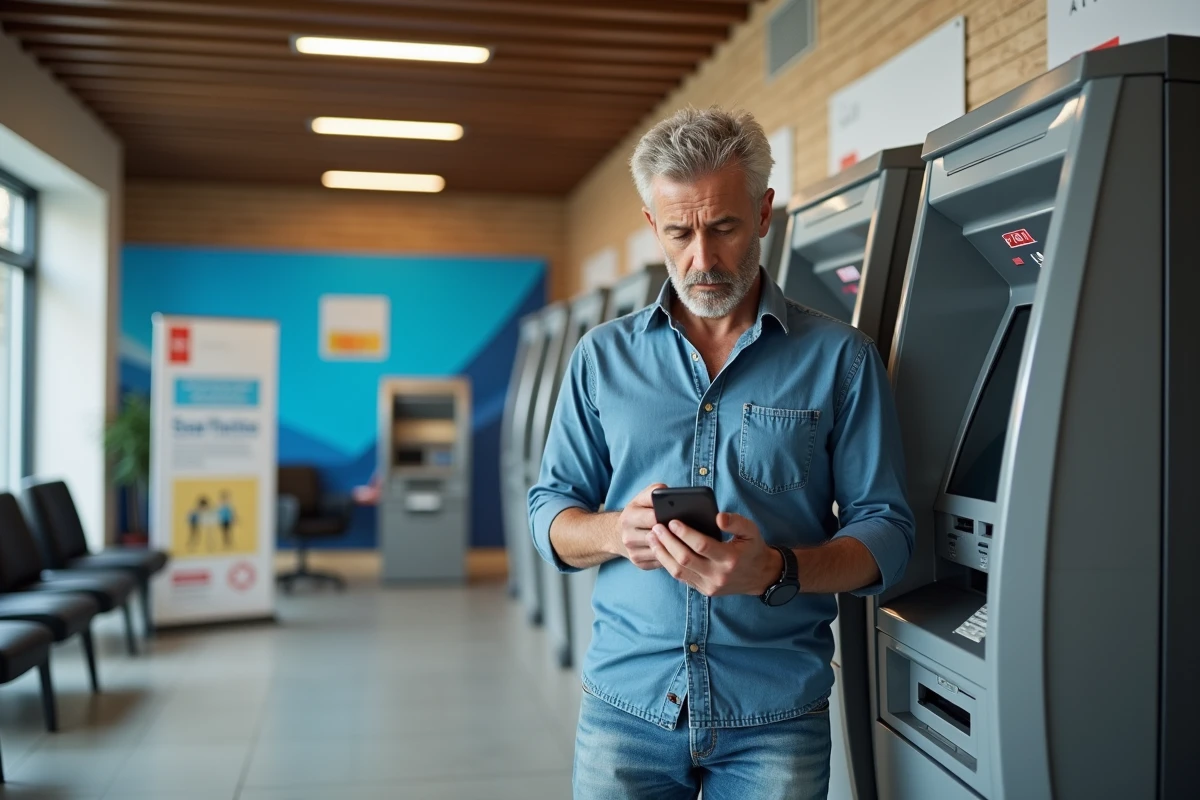 Homme utilisant son smartphone près d