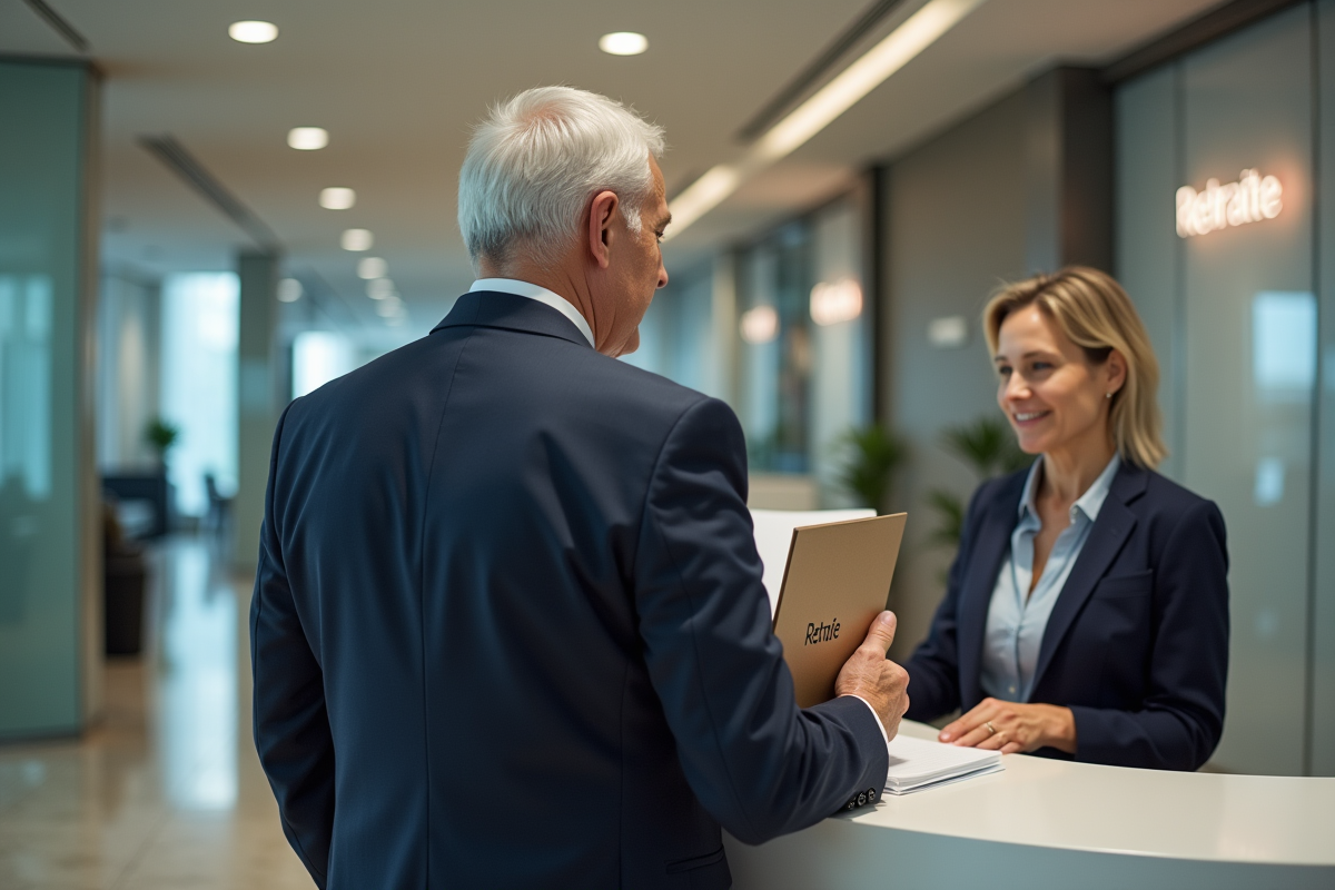Homme senior en discussion avec un conseiller bancaire
