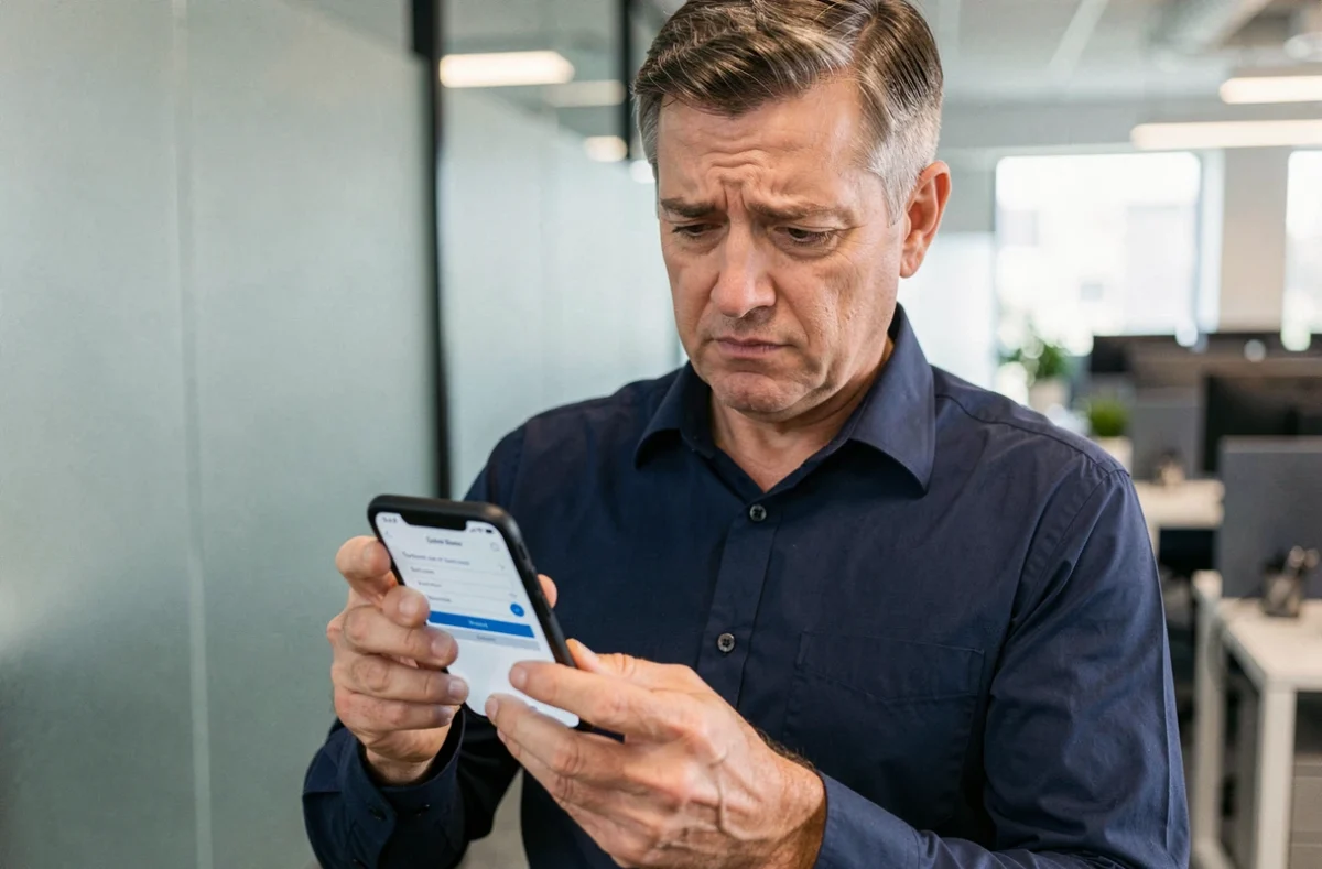 Homme consultant son smartphone pour récupérer l'accès à son espace personnel CA22 après un mot de passe oublié