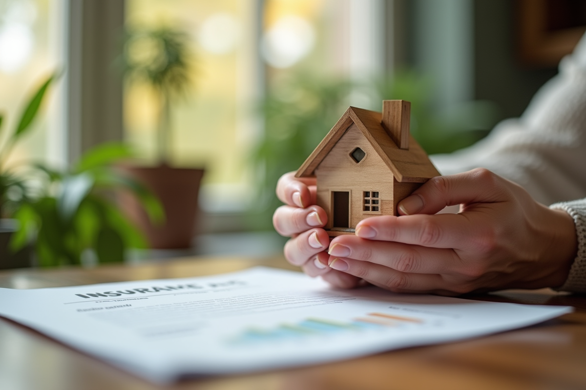 Mains tenant maison en bois et police d