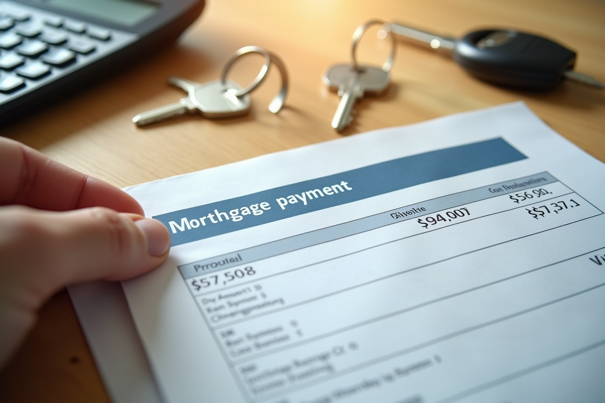 Main tenant un relevé de mortgage avec clés et calculatrice